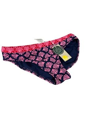 Boden Navy Bikini Bottoms with Pink Shell Print